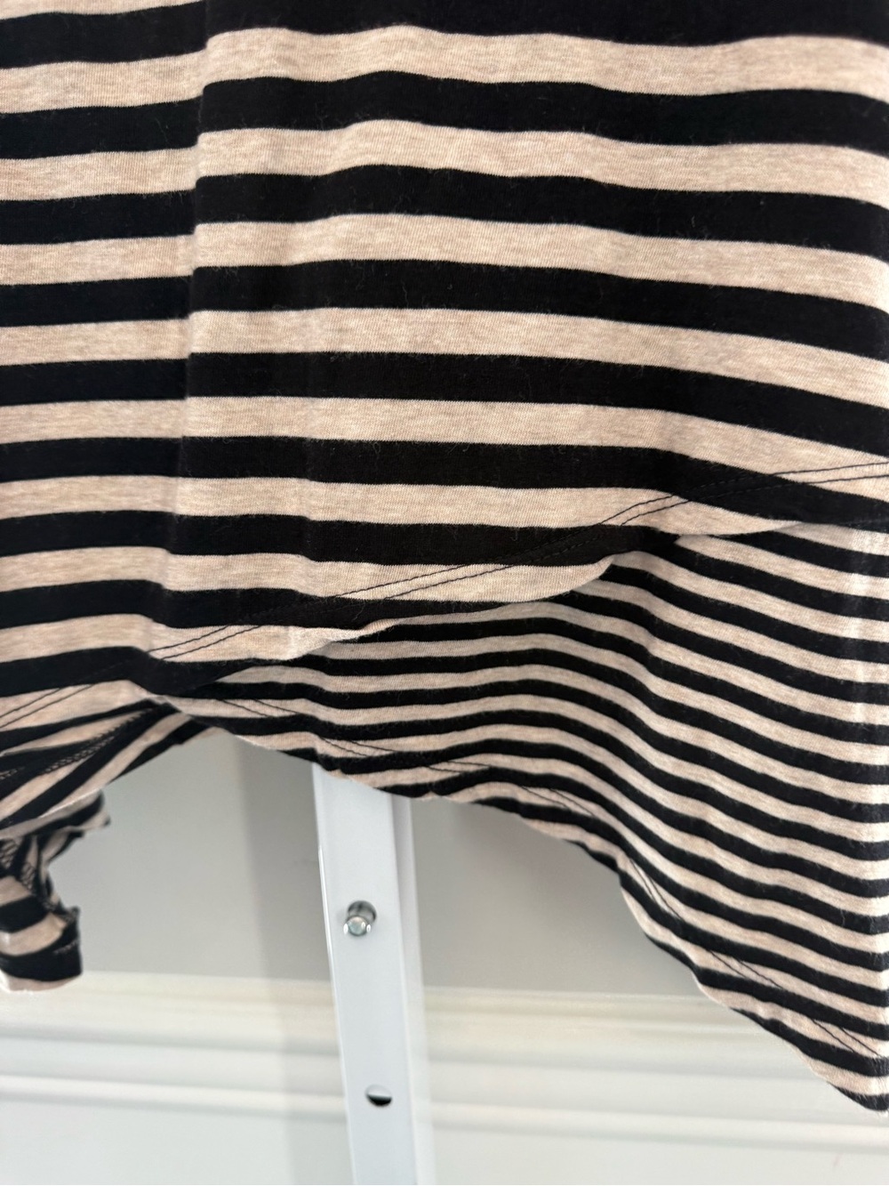 Black Cream Striped Long Sleeve Tunic Top Women’s Casual Lightweight - Picture 2 of 5